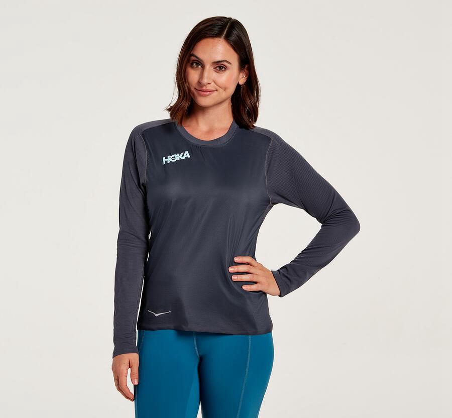 Top Hoka One One Mujer - Wind - Azules - GJA367051